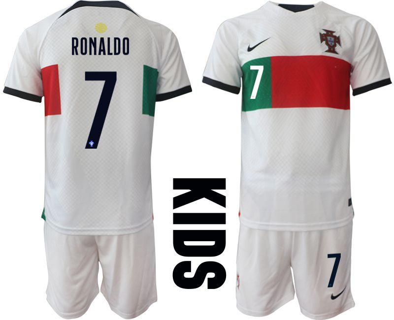 Youth 2022 World Cup National Team Portugal away white 7 Soccer Jerseys